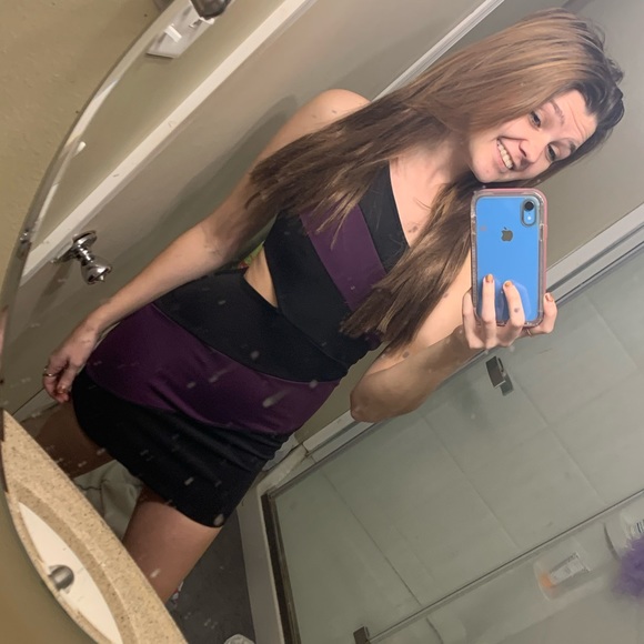 Black and Purple Mini Club Dress - Picture 1 of 2